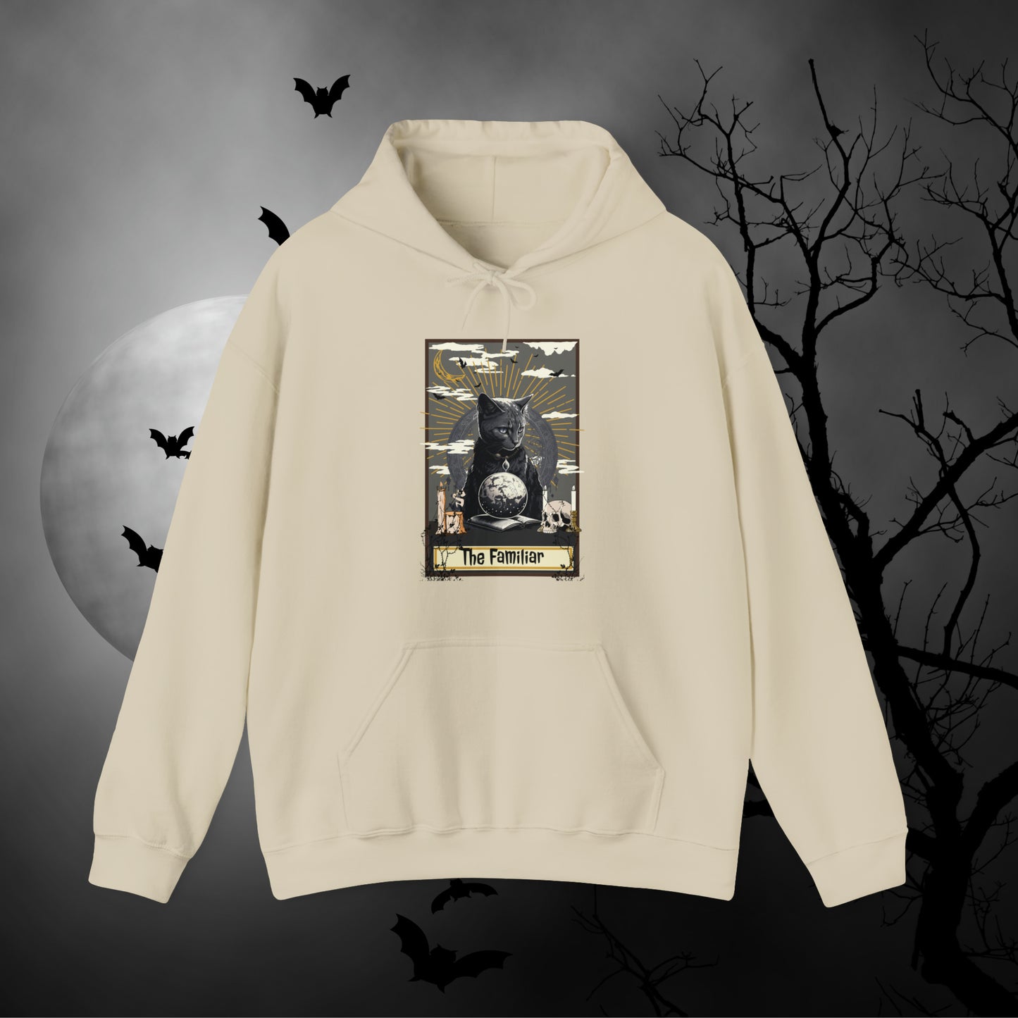 The Familiar Black Cat Tarot Card Hooded Sweatshirt