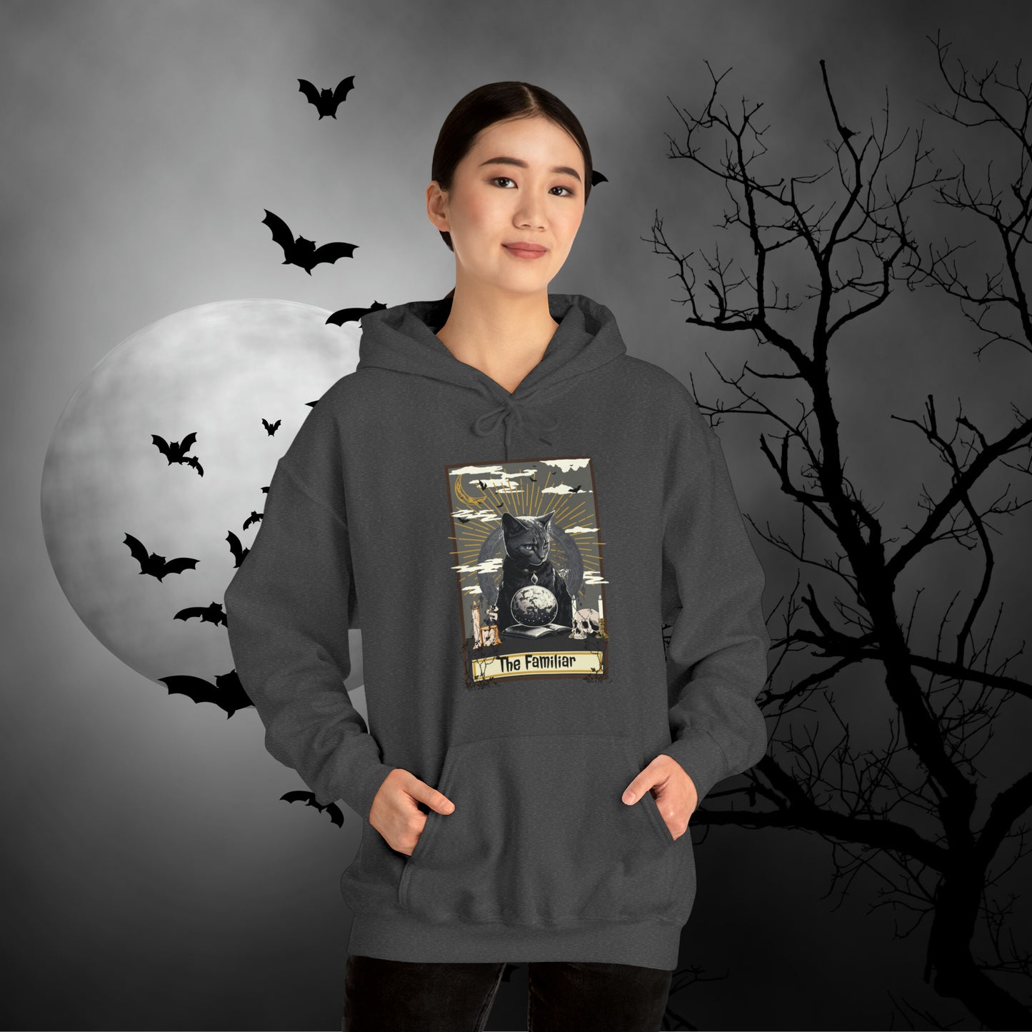 The Familiar Black Cat Tarot Card Hooded Sweatshirt