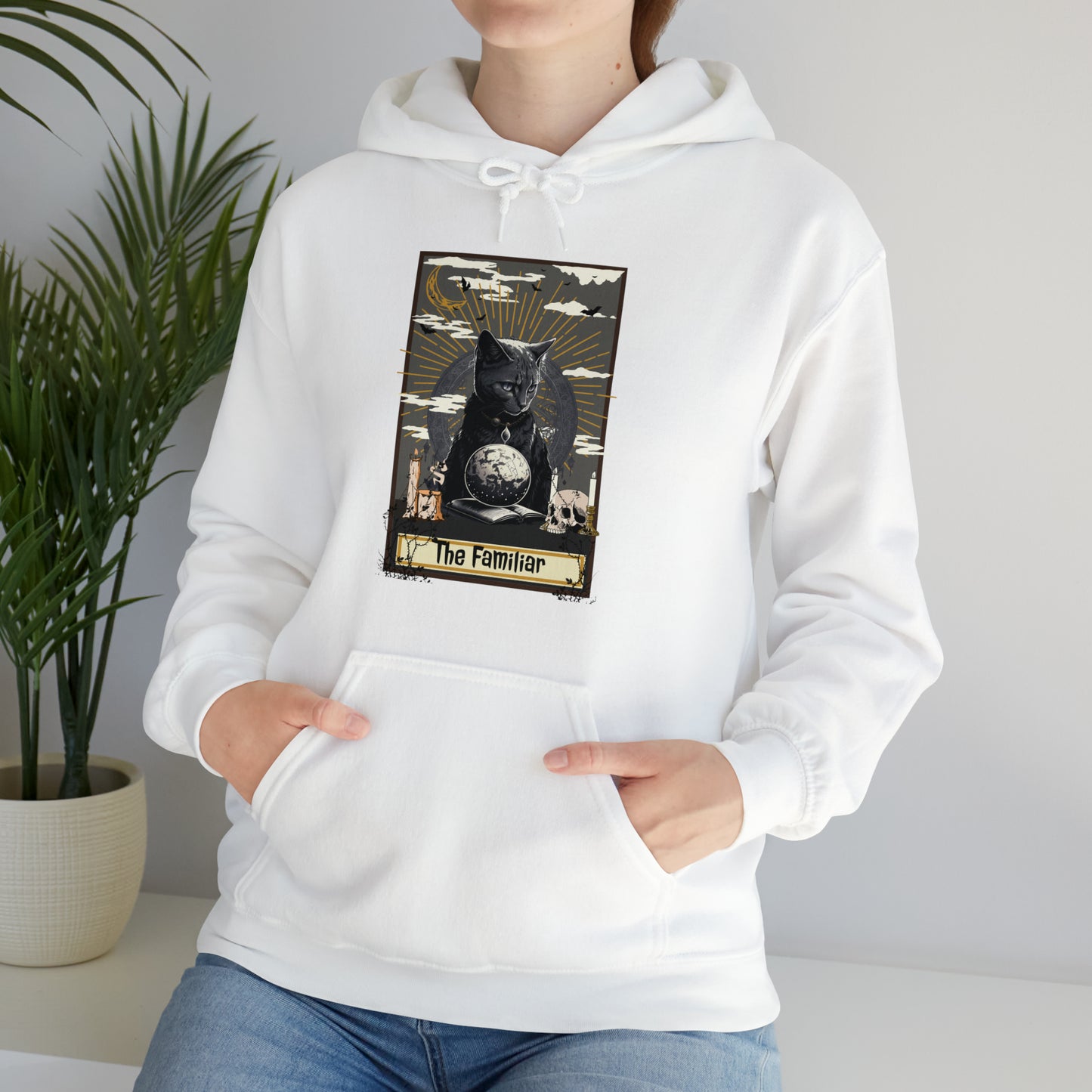 The Familiar Black Cat Tarot Card Hooded Sweatshirt