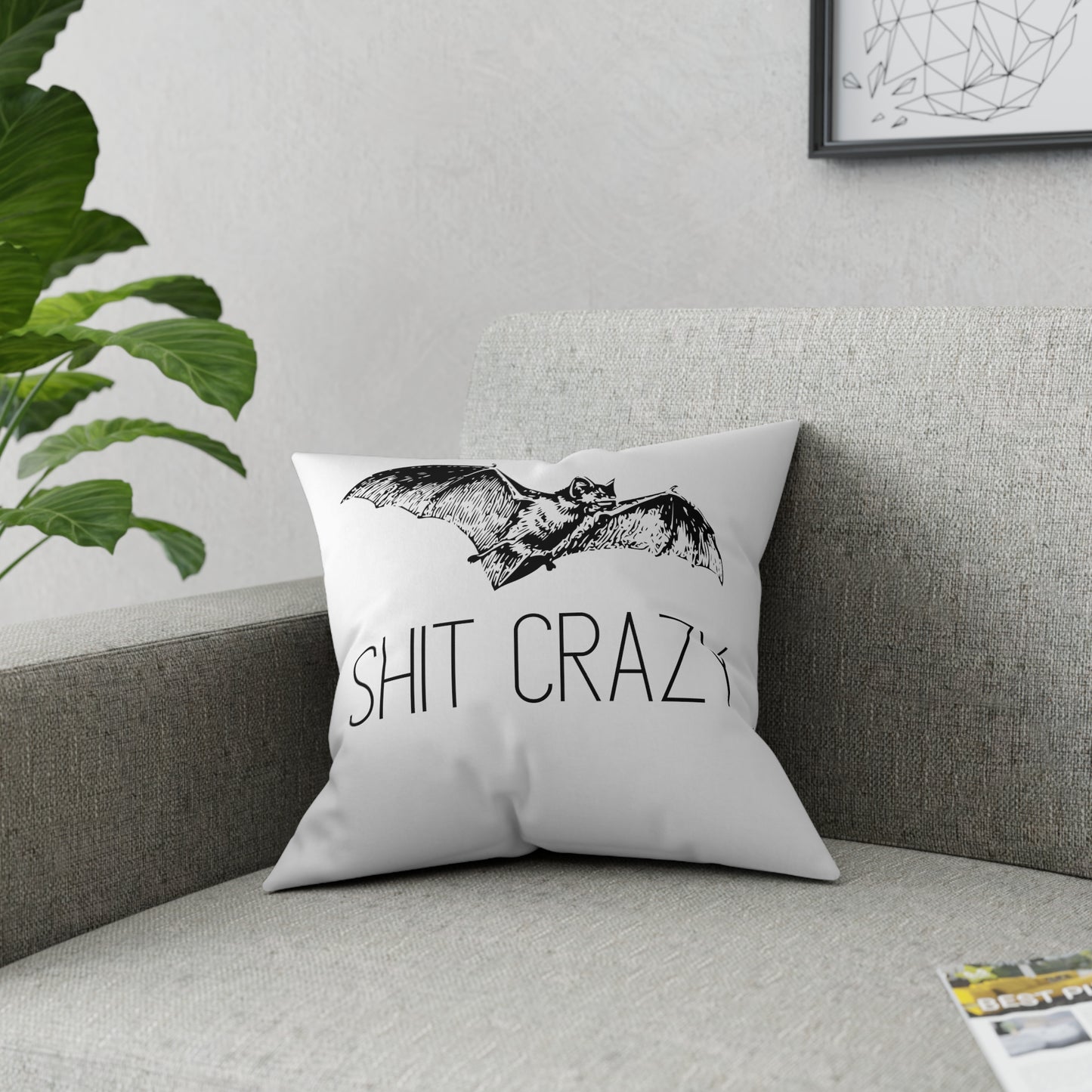 Bat Shit Crazy Funny Halloween Goth Pillow