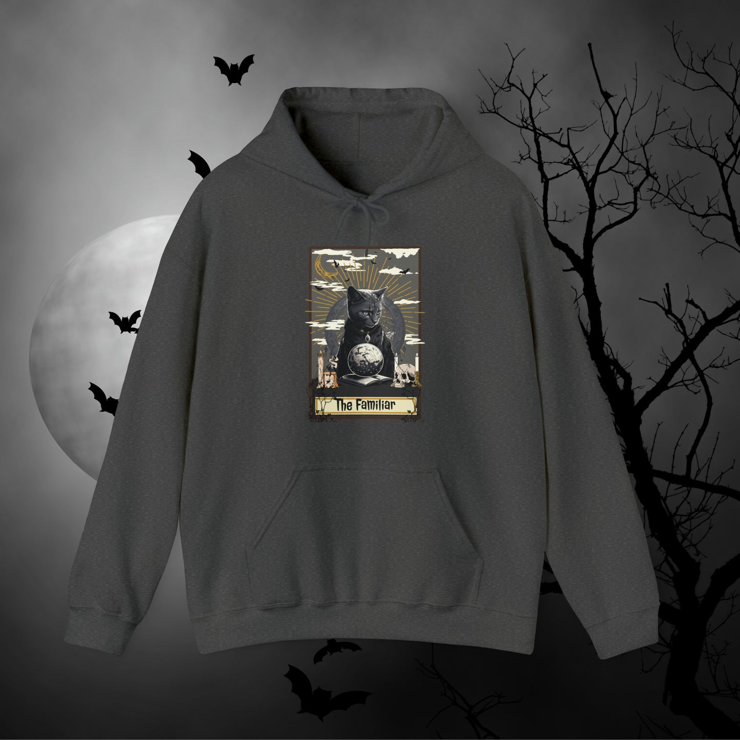 The Familiar Black Cat Tarot Card Hooded Sweatshirt