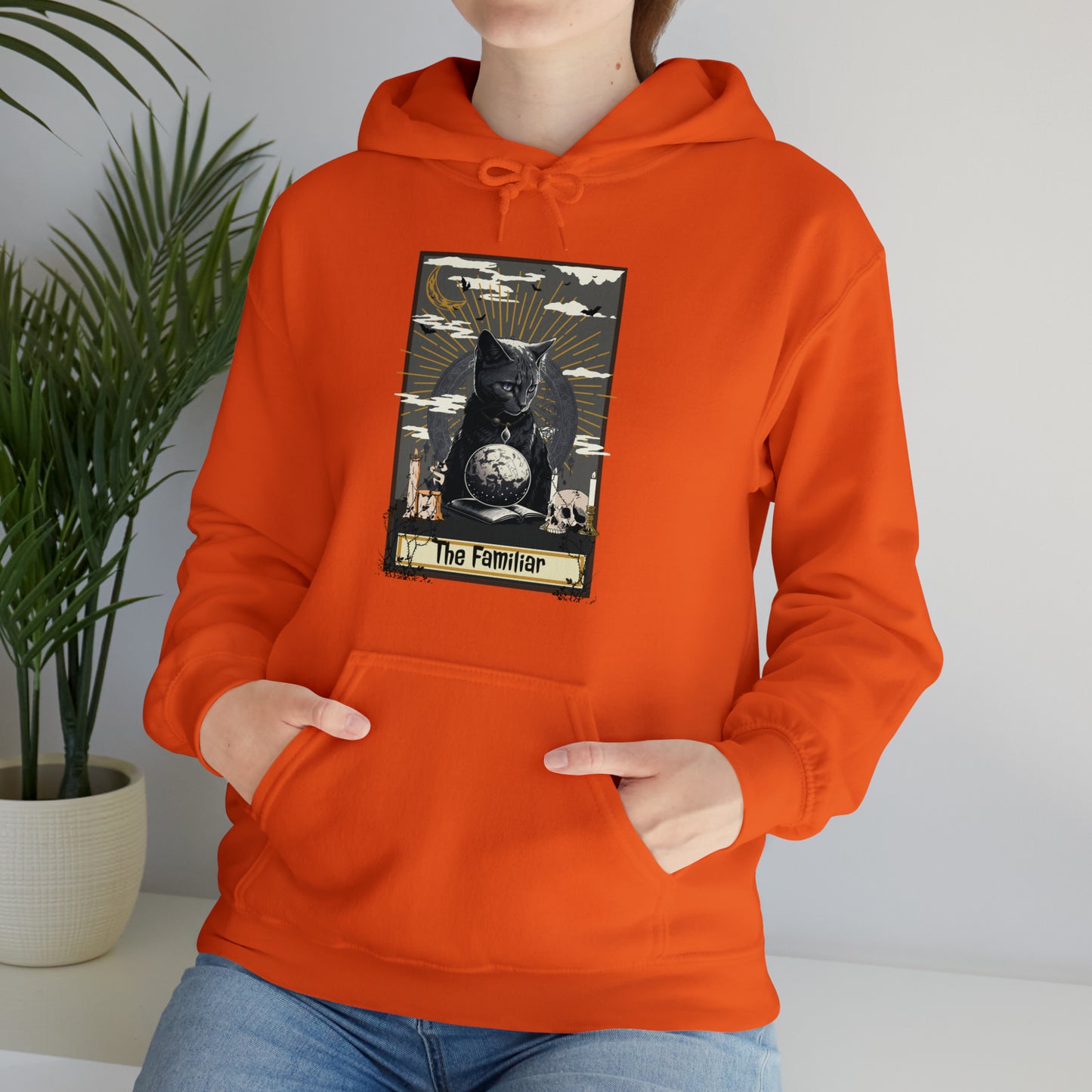 The Familiar Black Cat Tarot Card Hooded Sweatshirt