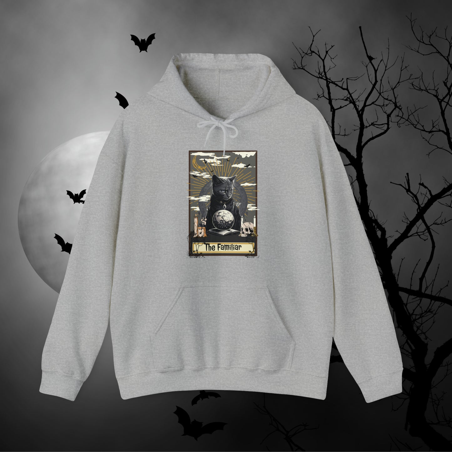 The Familiar Black Cat Tarot Card Hooded Sweatshirt