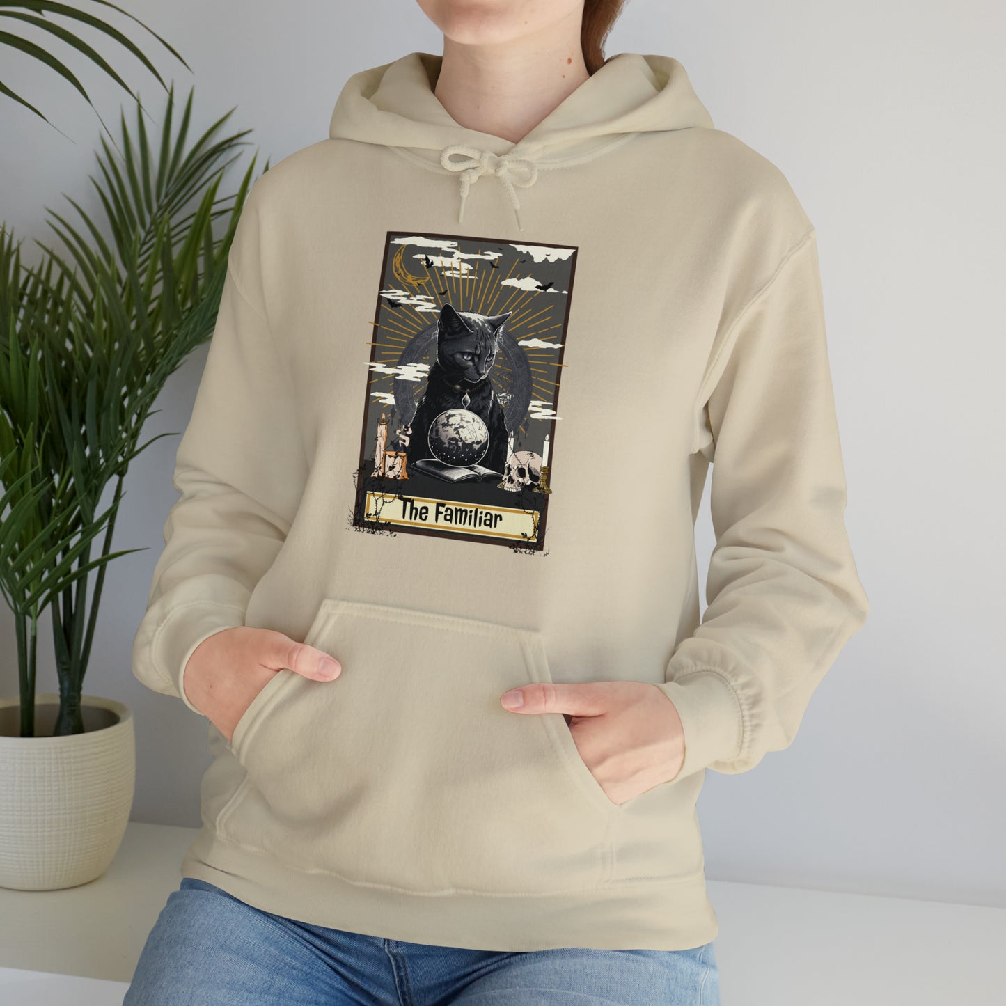 The Familiar Black Cat Tarot Card Hooded Sweatshirt