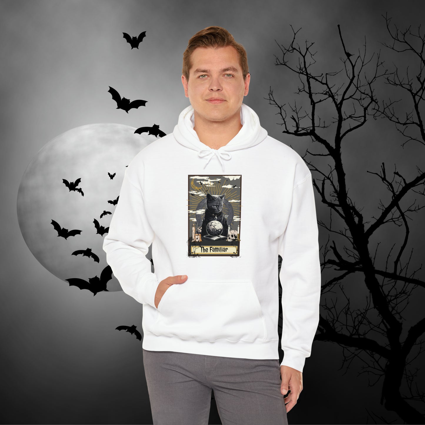 The Familiar Black Cat Tarot Card Hooded Sweatshirt