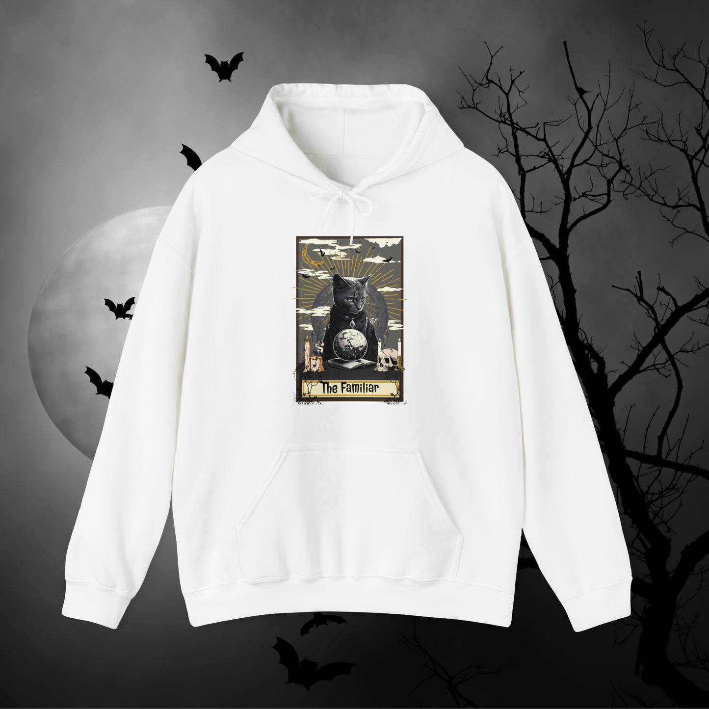 The Familiar Black Cat Tarot Card Hooded Sweatshirt