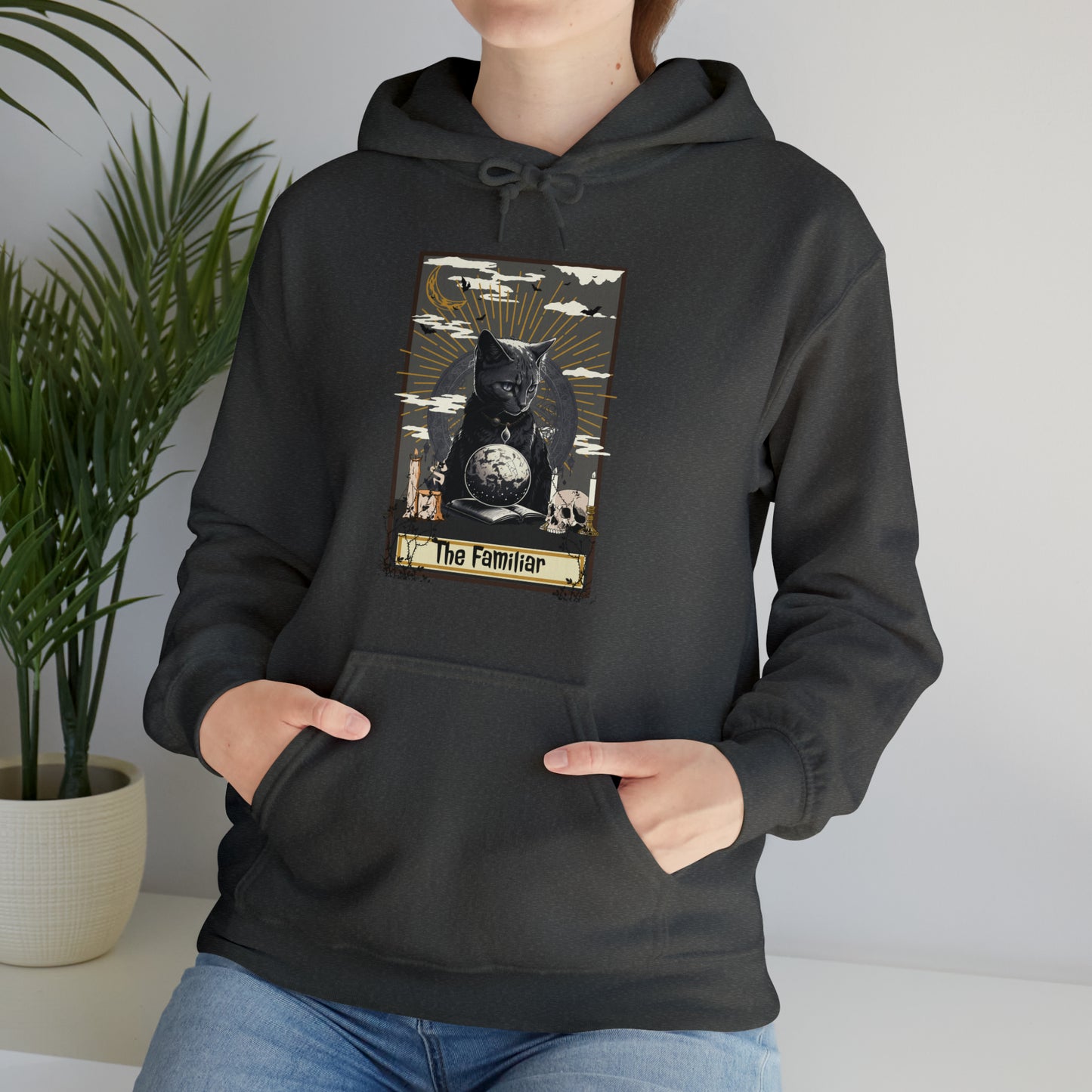 The Familiar Black Cat Tarot Card Hooded Sweatshirt