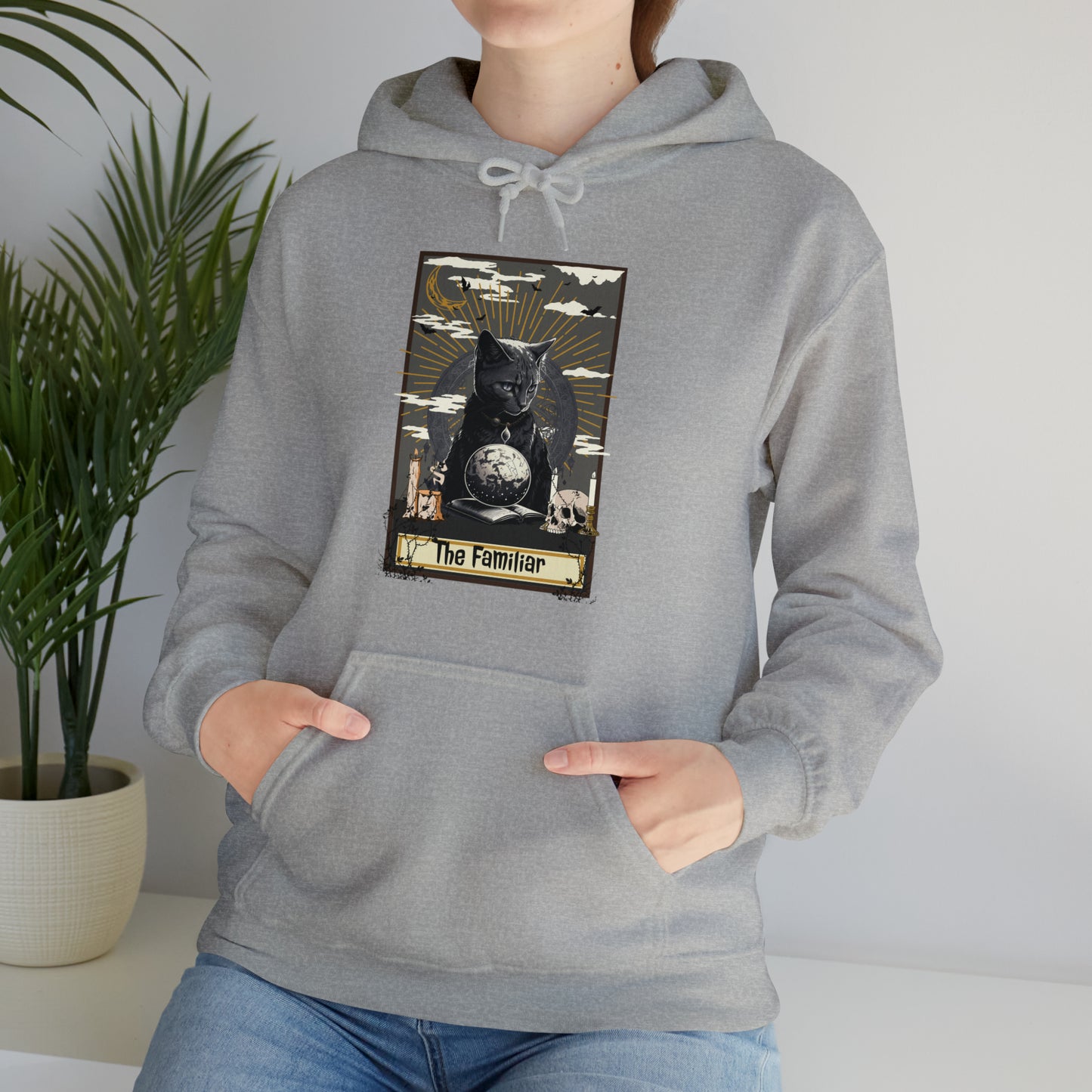 The Familiar Black Cat Tarot Card Hooded Sweatshirt