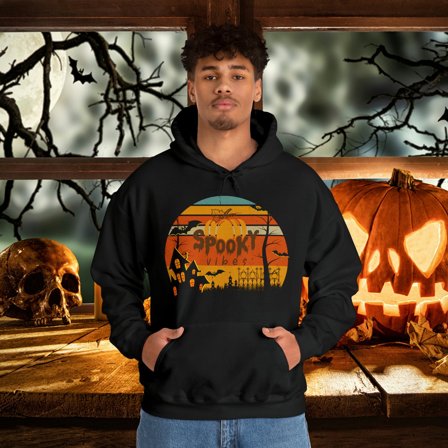 Retro Spooky Vibes Halloween Hoodie