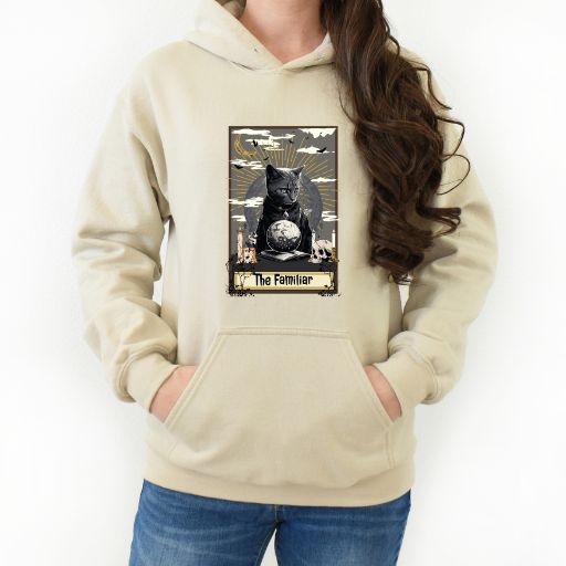 The Familiar Black Cat Tarot Card Hooded Sweatshirt