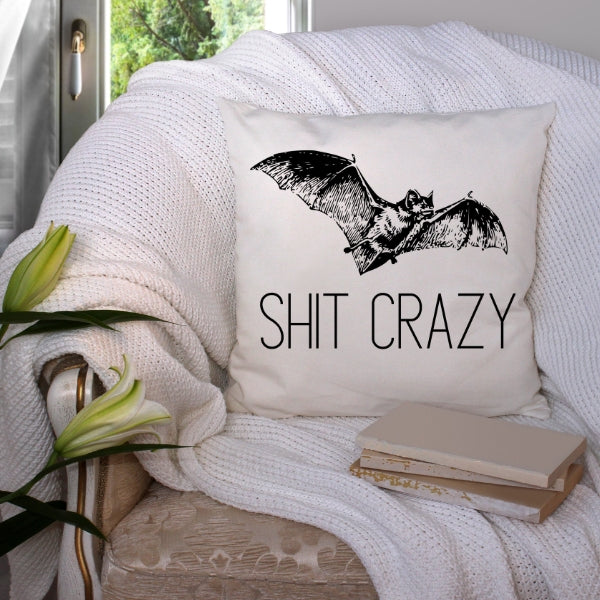 Bat Shit Crazy Funny Halloween Goth Pillow